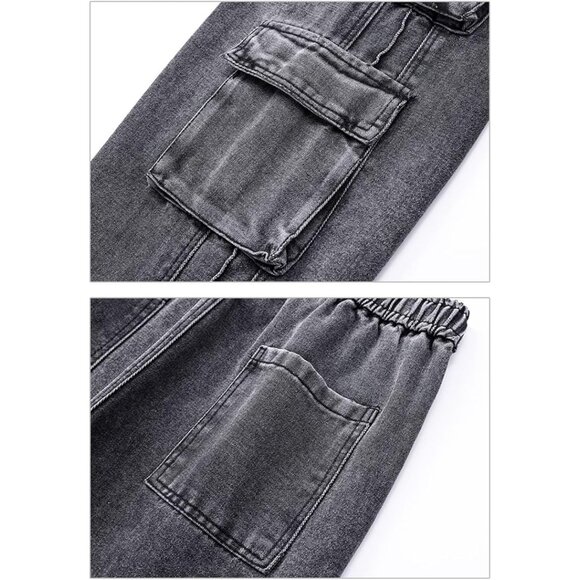 Versatile Women's Cargo Jeans - Baggy Wide Leg, Vintage Look, All-Season Fit - Picture 5 of 5